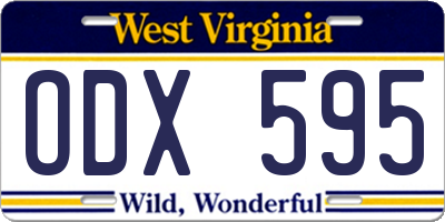 WV license plate ODX595
