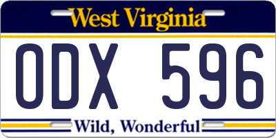 WV license plate ODX596