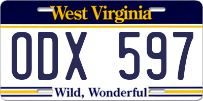 WV license plate ODX597