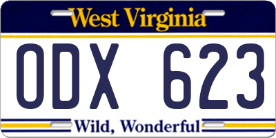 WV license plate ODX623