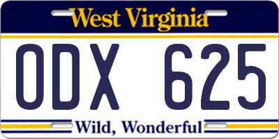 WV license plate ODX625
