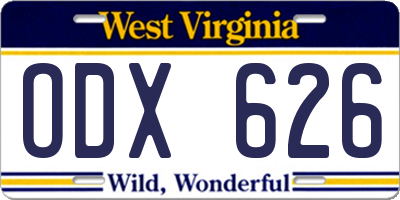 WV license plate ODX626