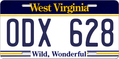 WV license plate ODX628