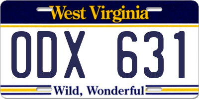 WV license plate ODX631