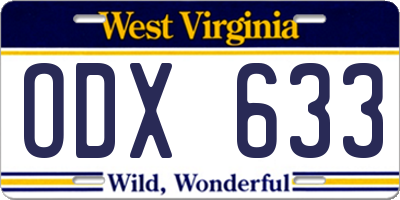 WV license plate ODX633