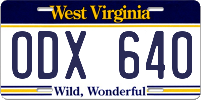 WV license plate ODX640