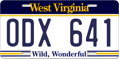 WV license plate ODX641