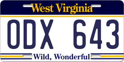WV license plate ODX643