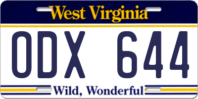 WV license plate ODX644
