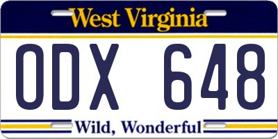 WV license plate ODX648