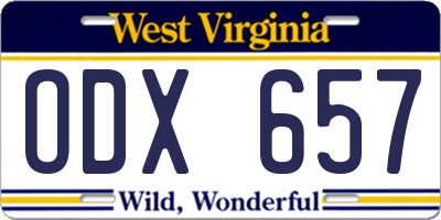 WV license plate ODX657