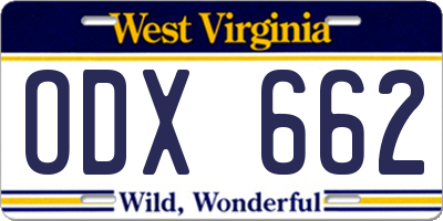 WV license plate ODX662