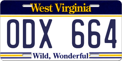 WV license plate ODX664