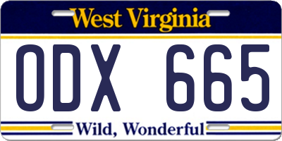 WV license plate ODX665
