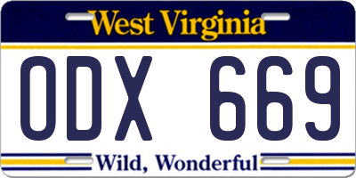 WV license plate ODX669