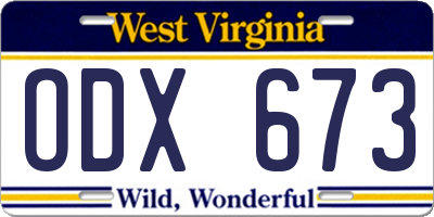 WV license plate ODX673
