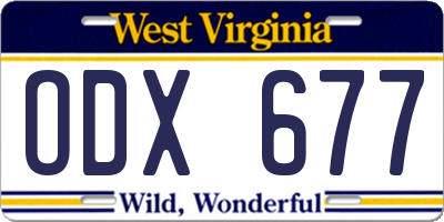 WV license plate ODX677