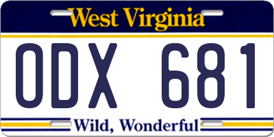 WV license plate ODX681
