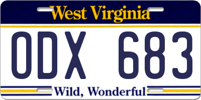 WV license plate ODX683