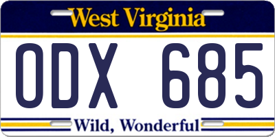 WV license plate ODX685