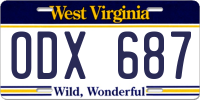 WV license plate ODX687