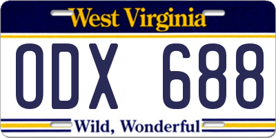 WV license plate ODX688