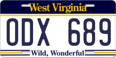WV license plate ODX689