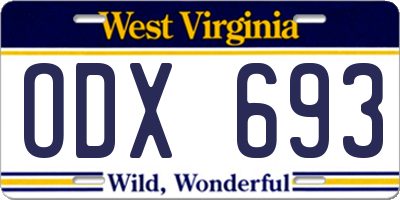 WV license plate ODX693