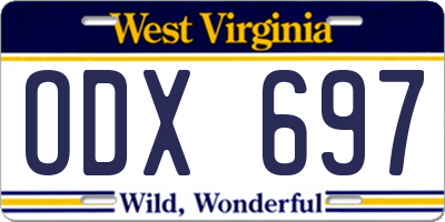WV license plate ODX697