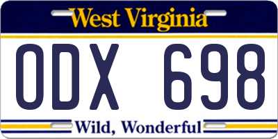 WV license plate ODX698