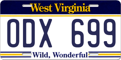 WV license plate ODX699
