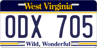 WV license plate ODX705
