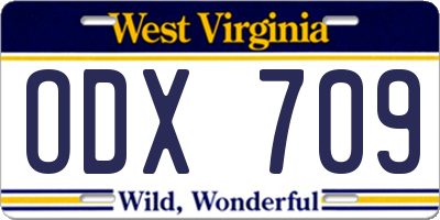 WV license plate ODX709