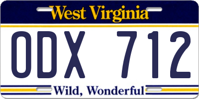 WV license plate ODX712