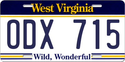 WV license plate ODX715
