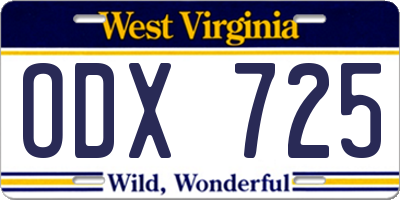 WV license plate ODX725