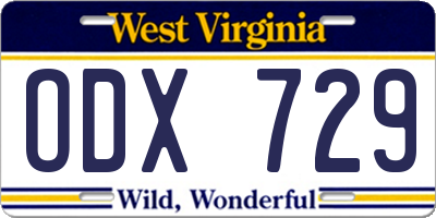 WV license plate ODX729