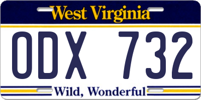 WV license plate ODX732