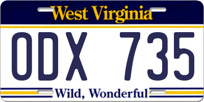 WV license plate ODX735