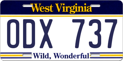 WV license plate ODX737
