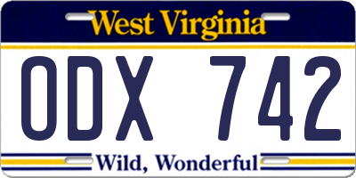 WV license plate ODX742