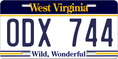 WV license plate ODX744