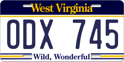 WV license plate ODX745