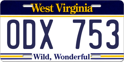 WV license plate ODX753