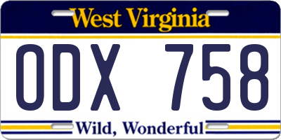 WV license plate ODX758