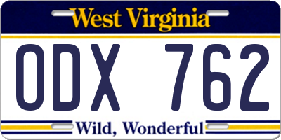 WV license plate ODX762