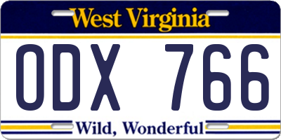 WV license plate ODX766