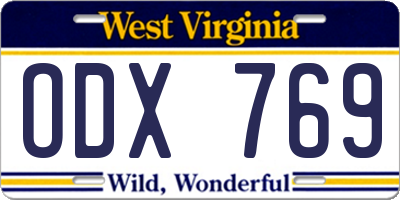 WV license plate ODX769