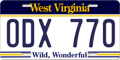 WV license plate ODX770