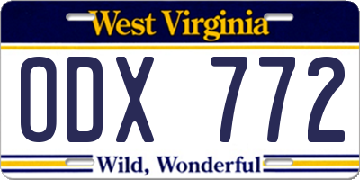 WV license plate ODX772
